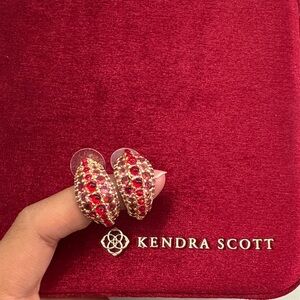 Kendra Scott Ruby Red and Gold Stud Earrings